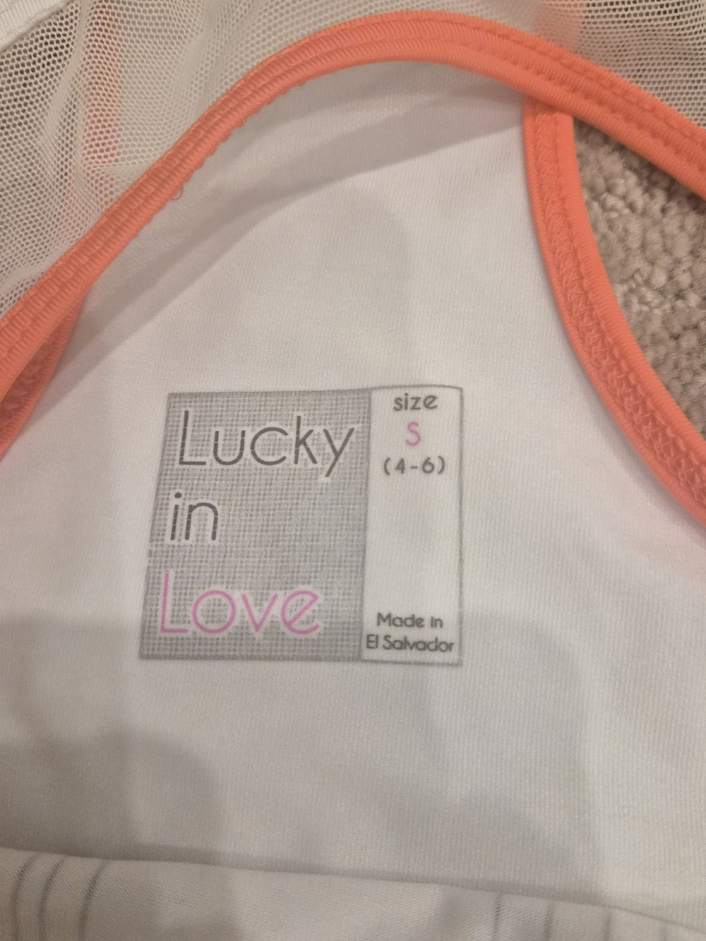 Lucky in Love 2 Piece - White and Coral Tennis Tank with Tennis Skirt - S/M - Picture 3 of 5